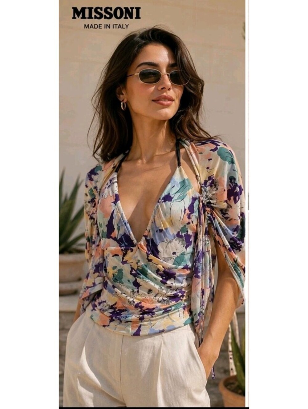 Missoni Authentic Tank Blouse 2pc Size 40/US M, Multicolor Silky Jersey Set #C3